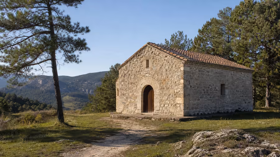 Recreación visual de Ermita del Santo Cristo en Santa María del Val, Cuenca.