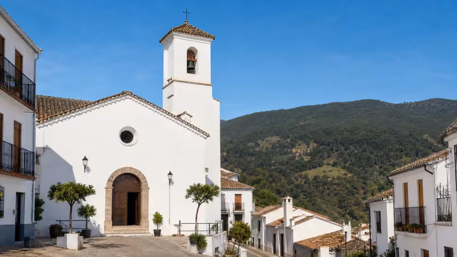 Recreación visual de la iglesia de Nuestra Señora del Rosario en Faraján, Málaga.